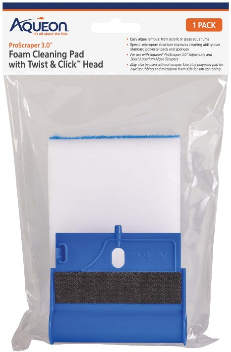 Aqueon ProScraper 3.0 Foam Cleaning Pad with Twist and Click Head