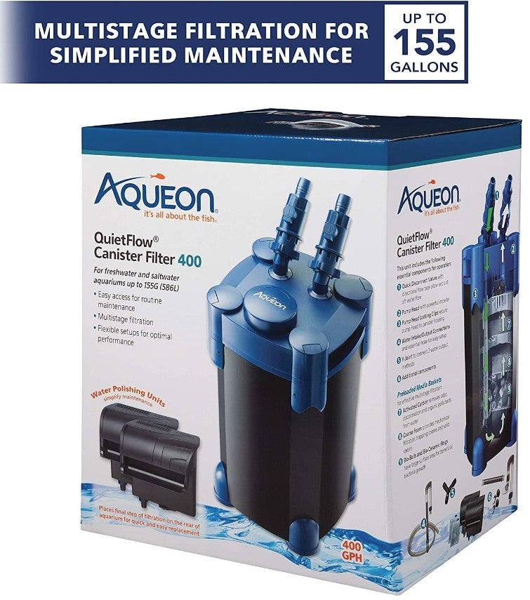 Aqueon QuietFlow Canister Filter for Freshwater and Saltwater Aquariums