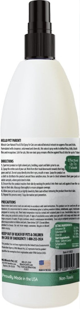Miracle Care Natural Flea and Tick Spray for Cats