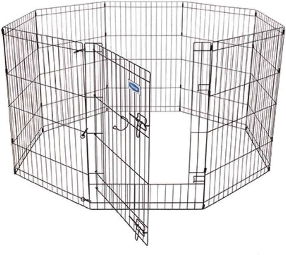 Petmate Exercise Pen Single Door with Snap Hook Design and Ground Stakes for Dogs Black