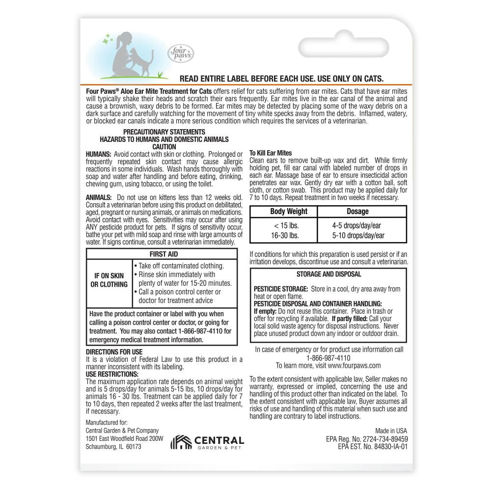 Four Paws Ear Mite Remedy For Cats