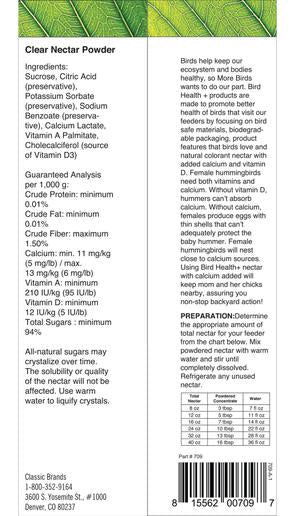 More Birds Health Plus Clear Hummingbird Nectar Powder Concentrate