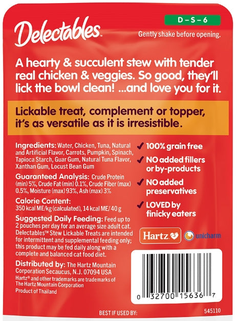 Hartz Delectables Stew Lickable Treat for Cats Chicken and Veggies