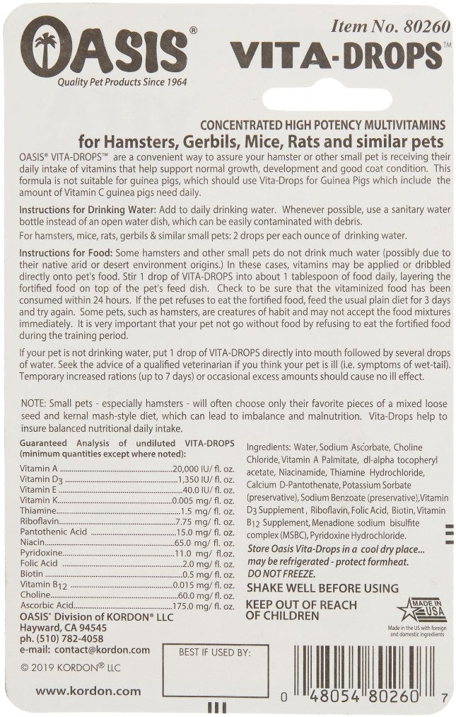 Oasis Vita-Drops High Potency Hamster Daily Multivitamins
