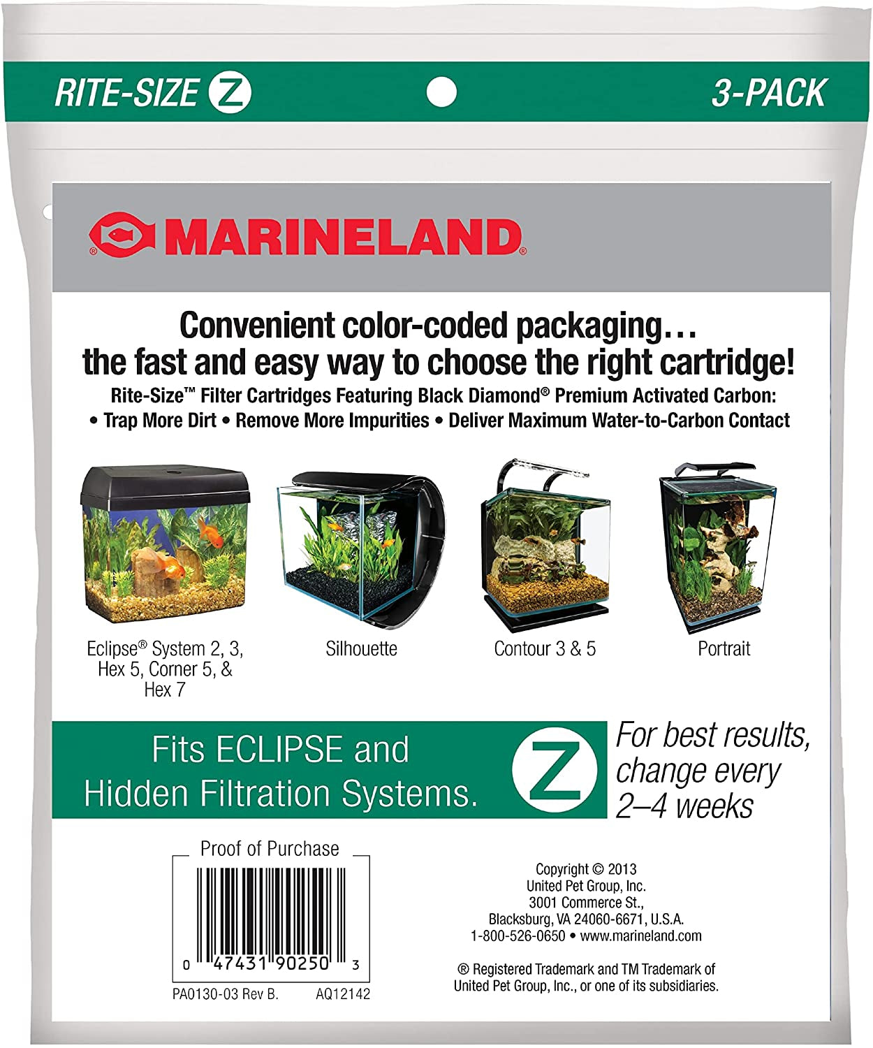 Marineland Rite-Size Z Cartridge (Eclipse Explorer, System 2 and 3, Corner 5, Hex 5 and 7)