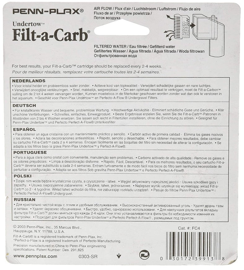 Penn Plax Filt-a-Carb Undertow and Perfect-A-Flow Carbon Under Gravel Filter Cartridge