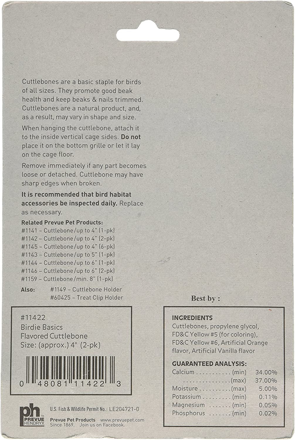 Prevue Birdie Basics Flavored Cuttlebone Orange and Vanilla Small 4" Long