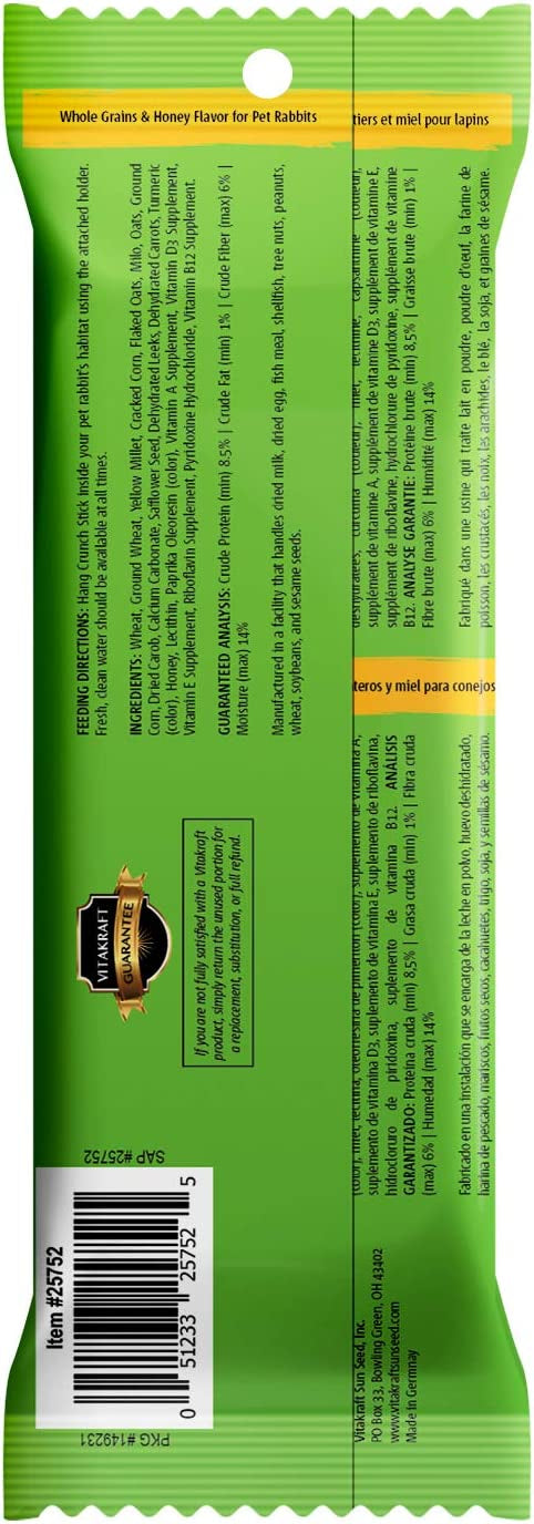 Vitakraft Rabbit Crunch Sticks Whole Grains and Honey