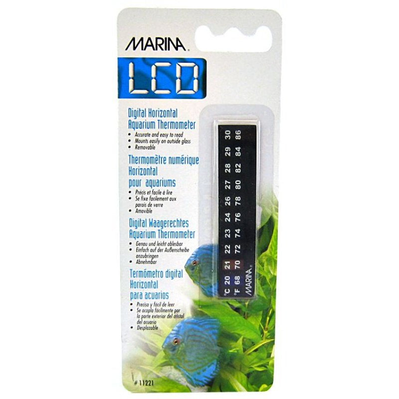 Marina LCD 0.6" Long Digital Horizontal Aquarium Thermometer 68 to 86° F