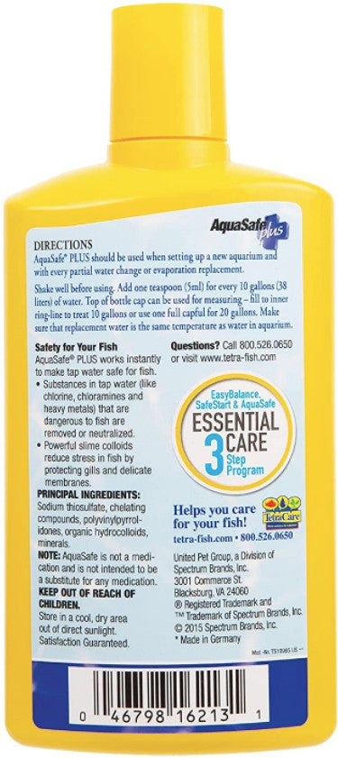 Tetra AquaSafe Plus Water Conditioner Makes Tap Water Safe for Fish