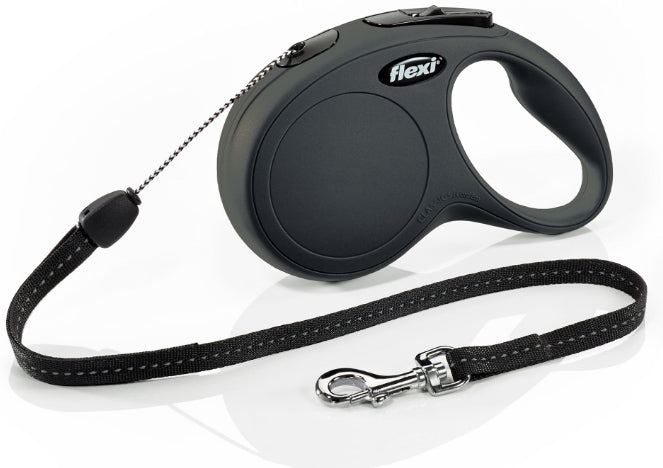 Flexi New Classic Retractable Cord Leash Black