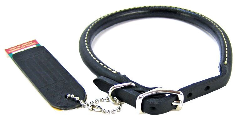 Circle T Rounded Collar Black Leather