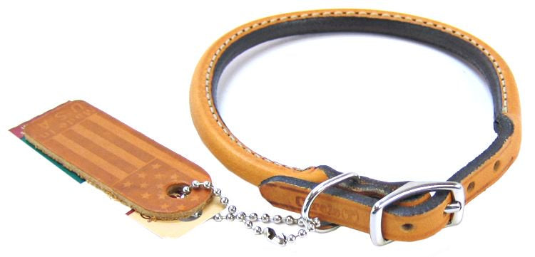 Circle T Oak Tanned Leather Round Dog Collar Tan