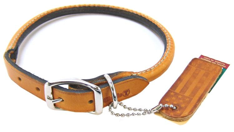 Circle T Oak Tanned Leather Round Dog Collar Tan