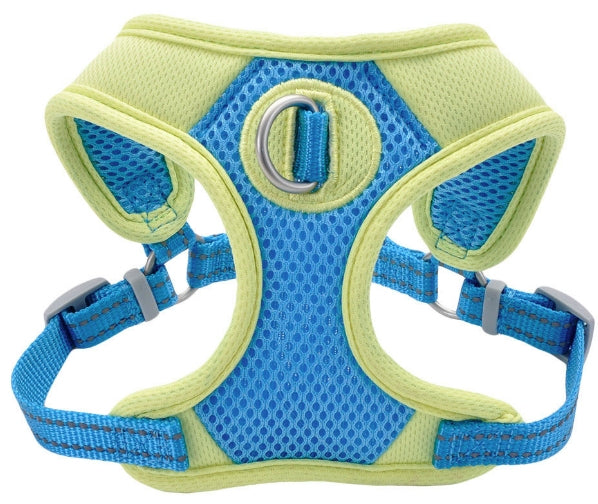 Coastal Pet Pro Reflective Mesh Dog Harness Aqua with Neon Yellow 1"