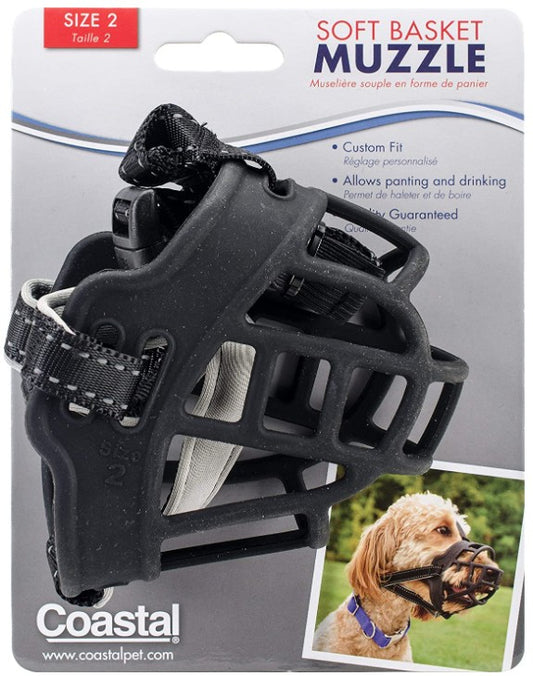 Coastal Pet Soft Basket Muzzle for Dogs Black