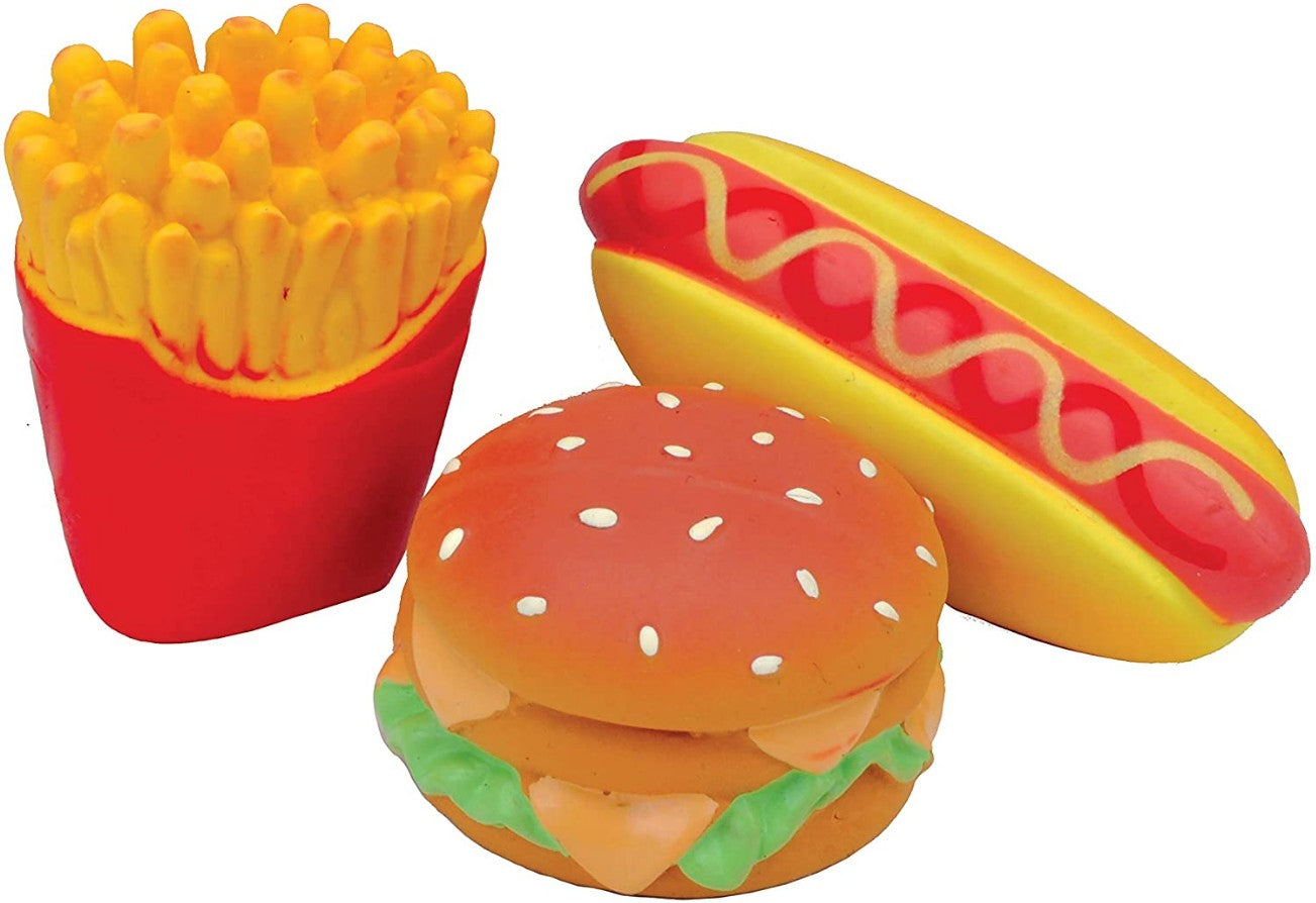 Lil Pals Lil Pals Latex Hamburger, Fries, and Hotdog Dog Toys