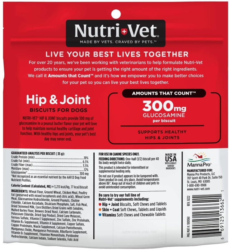 Nutri-Vet Hip and Joint Biscuits for Dogs Extra Strength