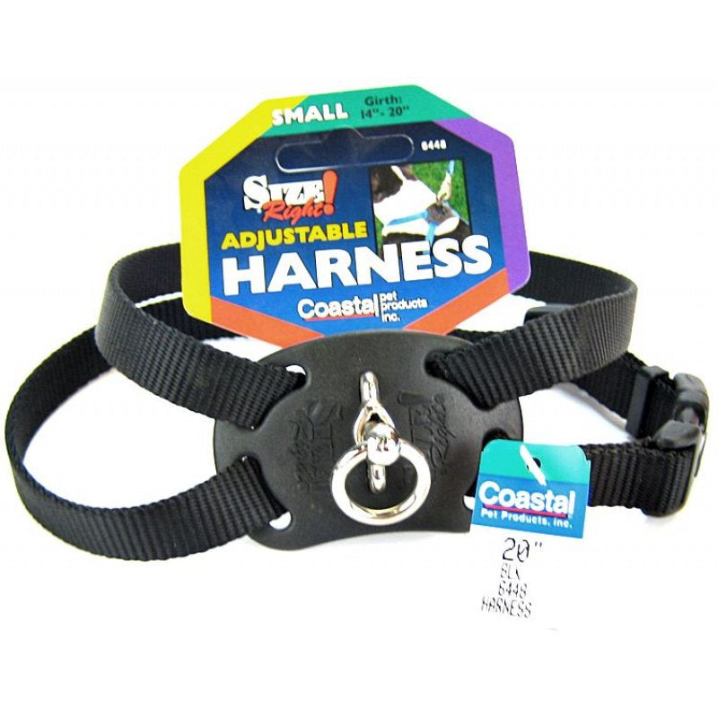 Coastal Pet Size Right Nylon Adjustable Pet Harness Black