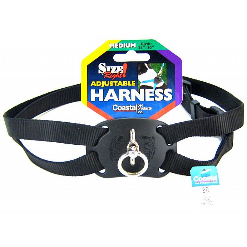 Coastal Pet Size Right Nylon Adjustable Pet Harness Black