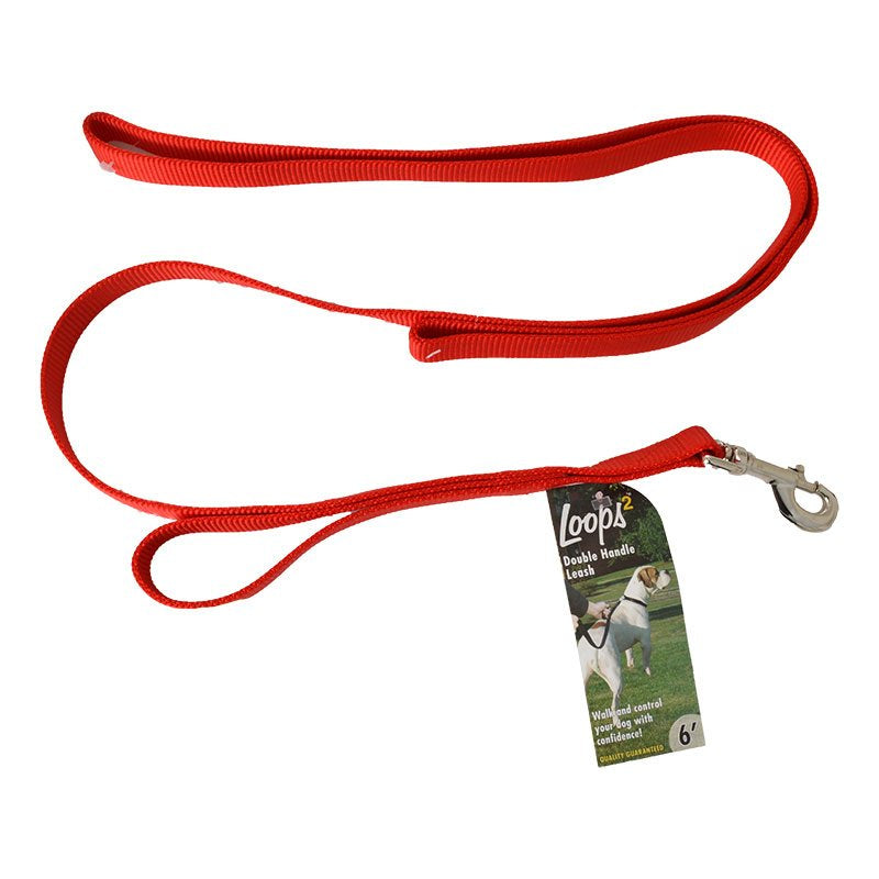 Coastal Pet Loops 2 Double Nylon Handle Leash Red