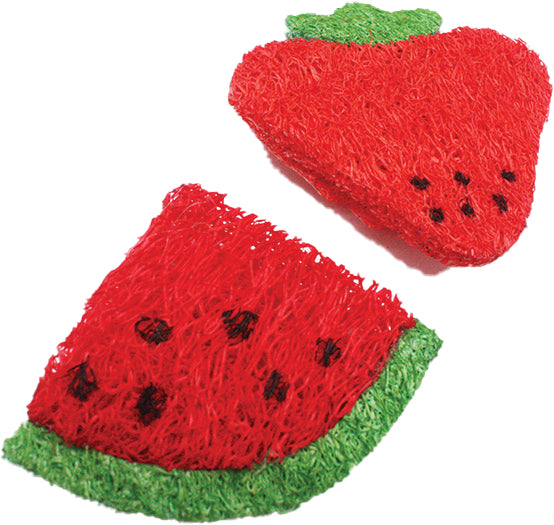 AE Cage Company Nibbles Strawberry and Watermelon Loofah Chew Toys