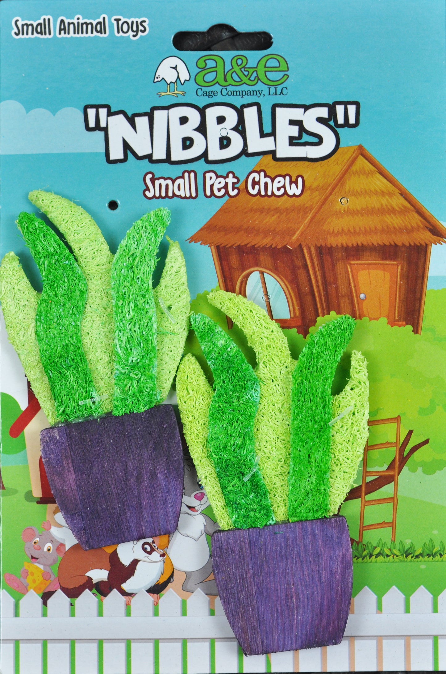 AE Cage Company Nibbles Potted Plants Loofah Chew Toy