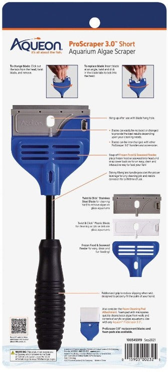 Aqueon ProScraper 3.0 Short Aquarium Algae Scraper