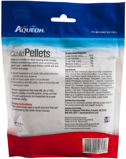 Aqueon Cichlid Food Medium Pellets Slow Sinking Pellets