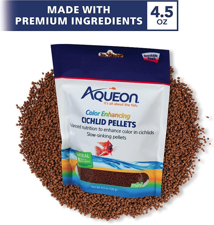 Aqueon Color Enhancing Cichlid Food Mini Pellets