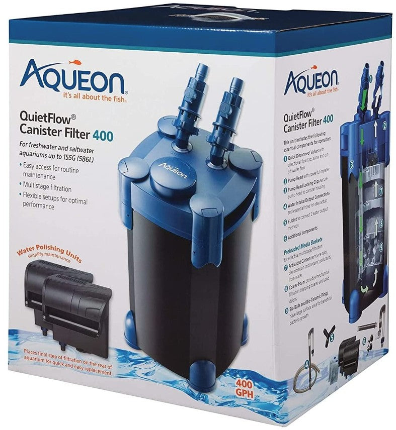 Aqueon QuietFlow Canister Filter for Freshwater and Saltwater Aquariums