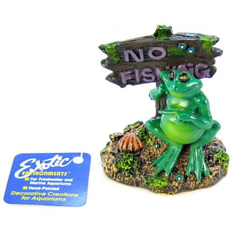 Blue Ribbon Pot Belly Frog No Fishing Sign Aquarium Ornament