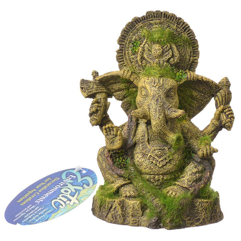 Blue Ribbon Exotic Environments Ganesa Statue with Moss Aquarium Ornament