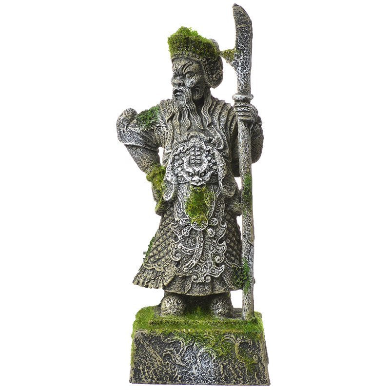 Blue Ribbon Exotic Environments Thai Warrior Statue with Moss Aquarium Ornament