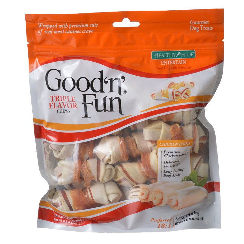 Healthy Hide Good'n' Fun Triple-Flavor Chews Mini Beef, Pork and Chicken