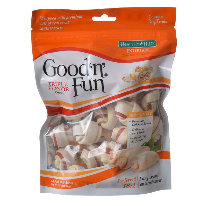 Healthy Hide Good'n' Fun Triple-Flavor Chews Mini Beef, Pork and Chicken