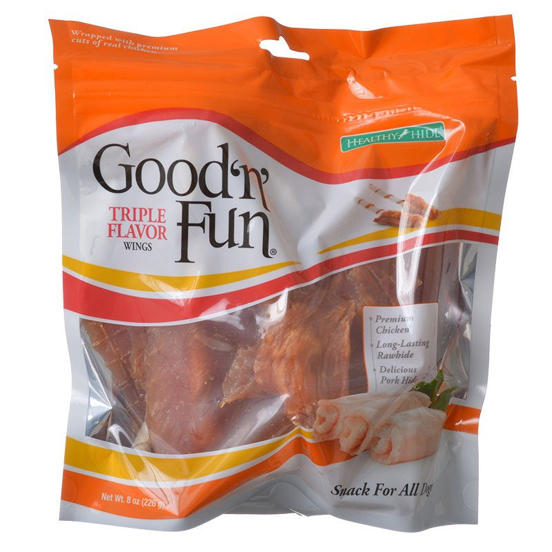 Healthy Hide Good'n' Fun Triple-Flavor Wings Chicken, Rawhide and Pork Hide