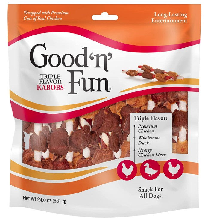 Healthy Hide Good'n' Fun Triple Flavor Kabobs Chicken, Duck and Chicken Liver Dog Treats