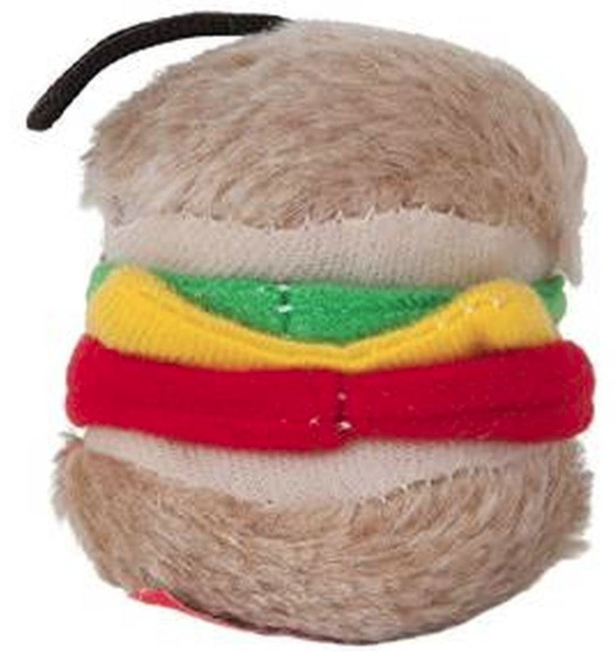 PetMate Booda Zoobilee Hamburger Plush Dog Toy 3.5" Small