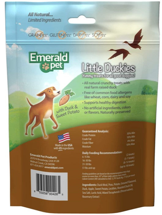 Emerald Pet Little Duckies Dog Treats with Duck and Sweet Potato