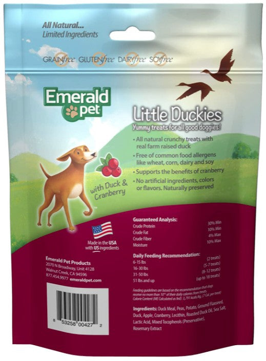 Emerald Pet Little Duckies Dog Treats with Duck and Cranberry