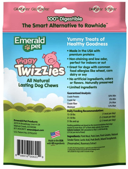 Emerald Pet Piggy Twizzies Natural Dog Chews