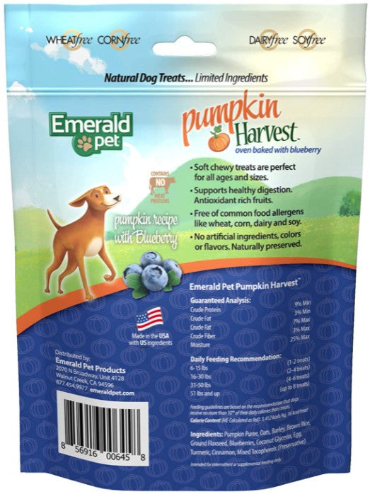 Emerald Pet Pumpkin Harvest Oven Baked Dog Treats with Blueberry