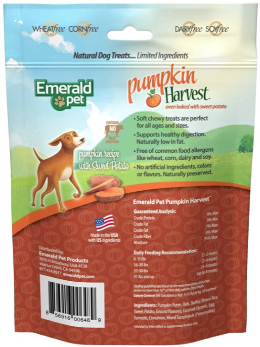 Emerald Pet Pumpkin Harvest Oven Baked Dog Treats with Sweet Potato