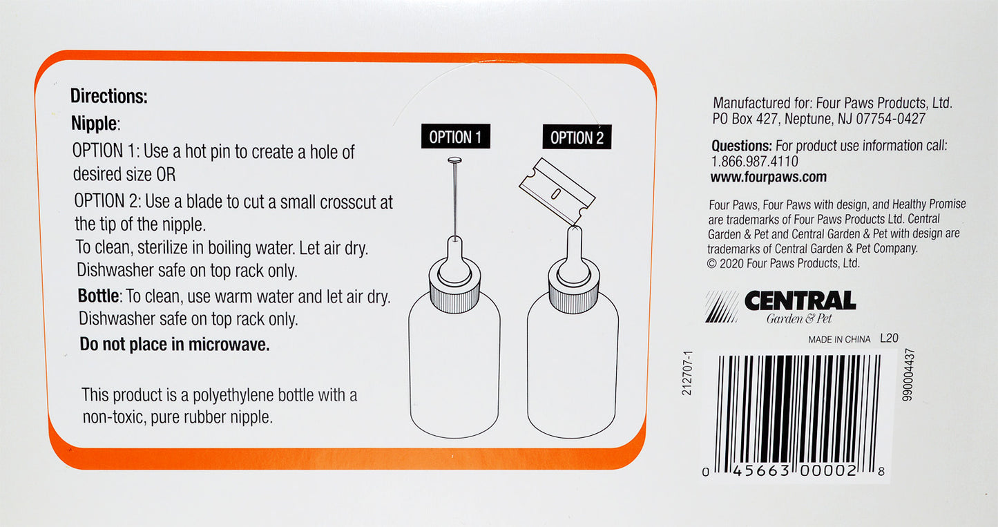 Four Paws Healthy Promise Pet Nurser Bottles Simulates a Familiar Feeding Process for Puppies, Kittens and Small Animals