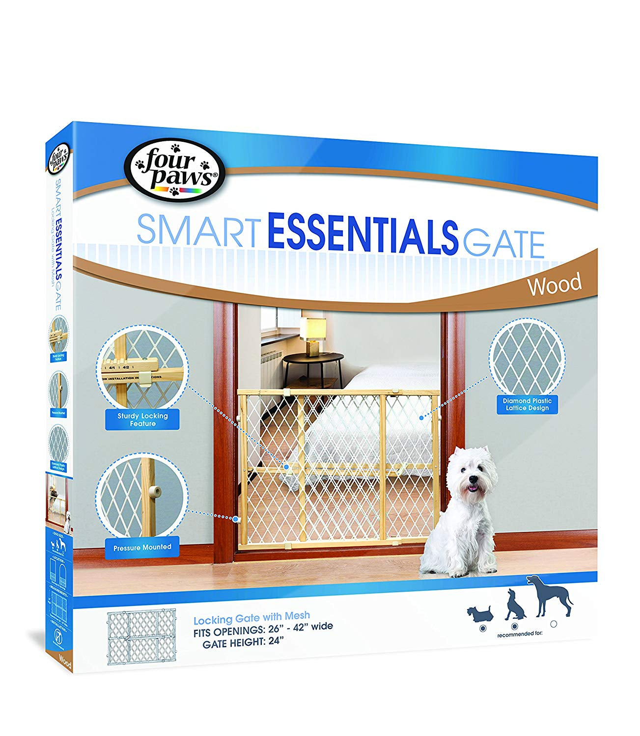 Four Paws Smart Essentials Wood Gate for Pets