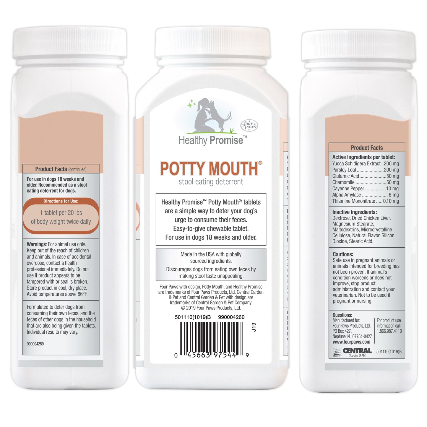 Four Paws Healthy Promise Potty Mouth Supplement for Dogs