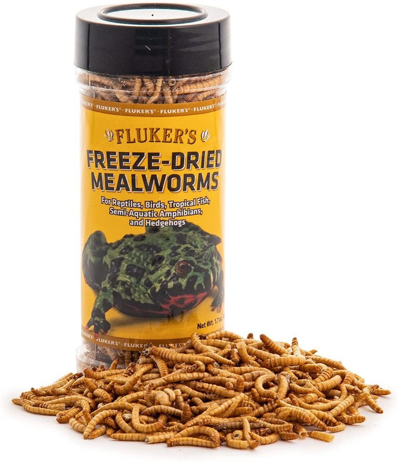 Flukers Freeze-Dried Mealworms for Reptiles, Birds, Tropical Fish, Amphibians and Hedgehogs