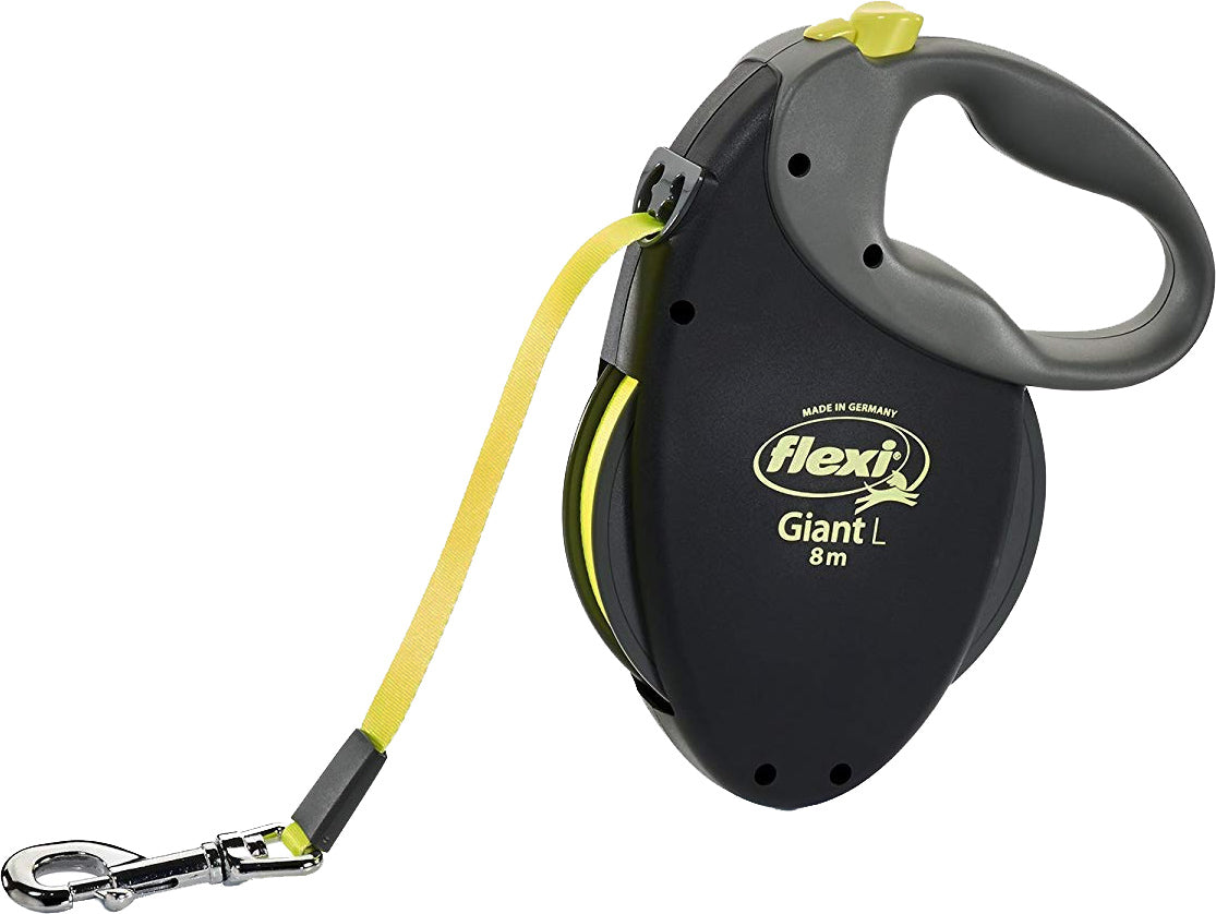 Flexi Giant Retractable Tape Dog Leash Black / Neon