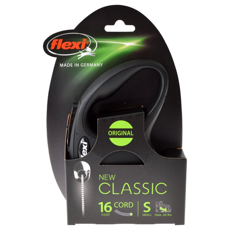 Flexi New Classic Retractable Cord Leash Black